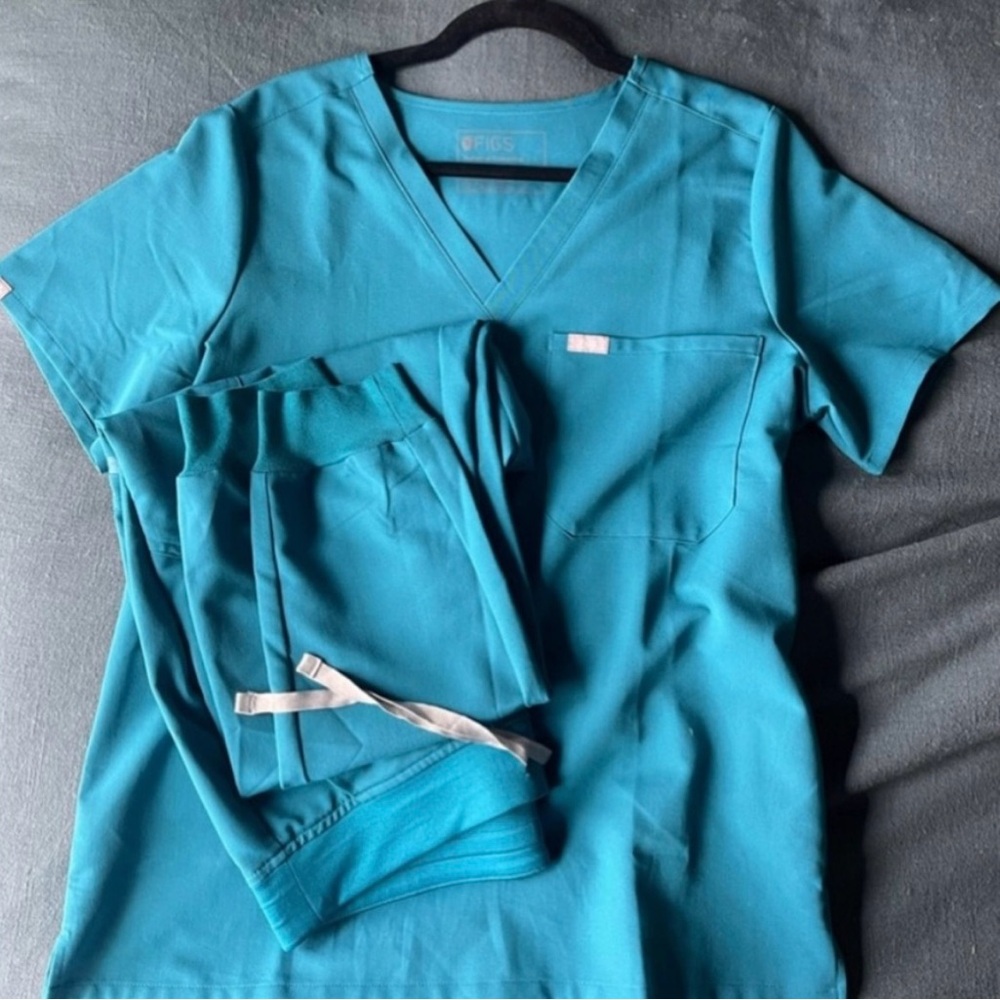 Figs Teal Scrub Set, joggers: small, top: small